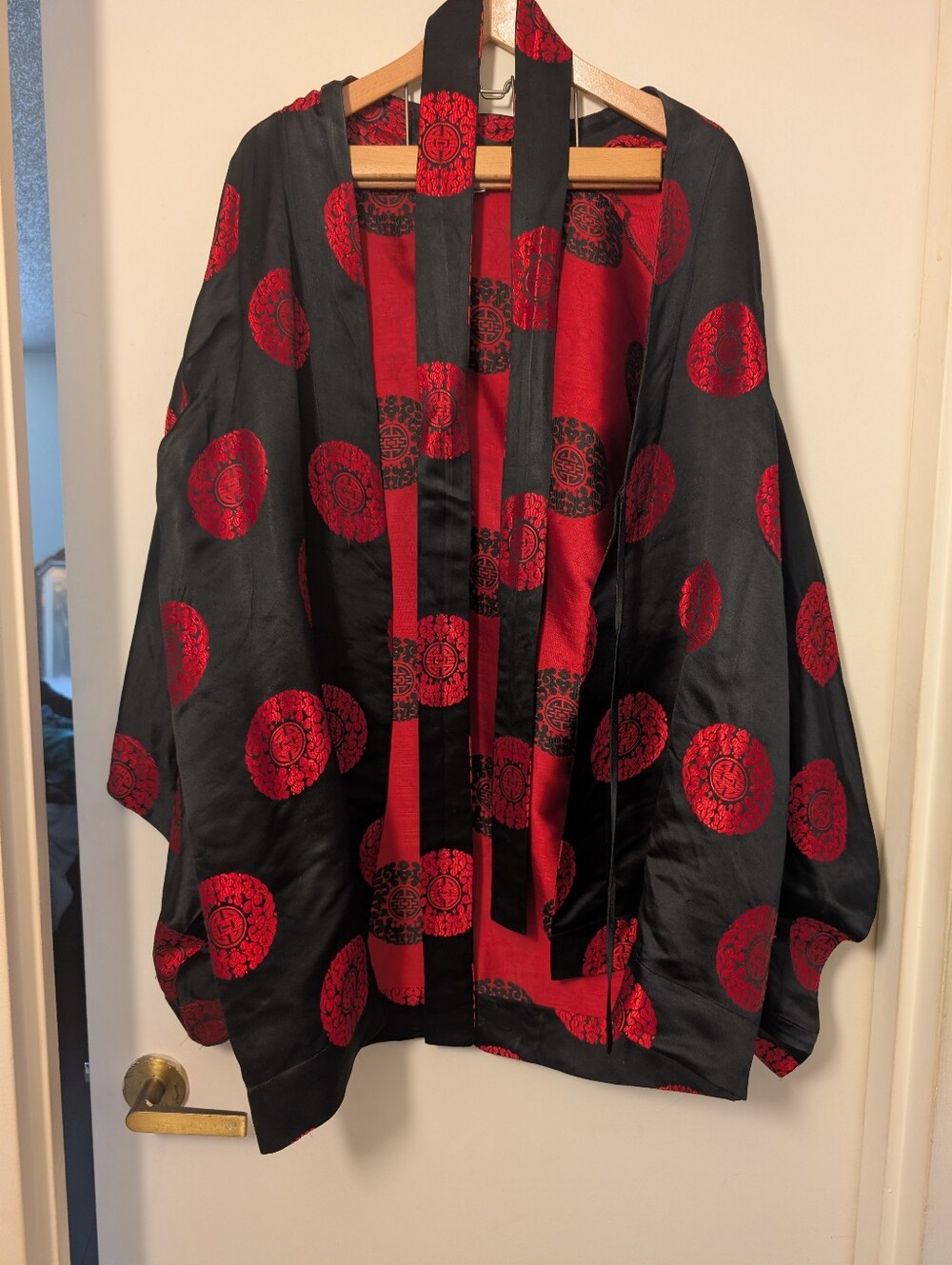 La Senza Black & Red Satin Kimono Robe